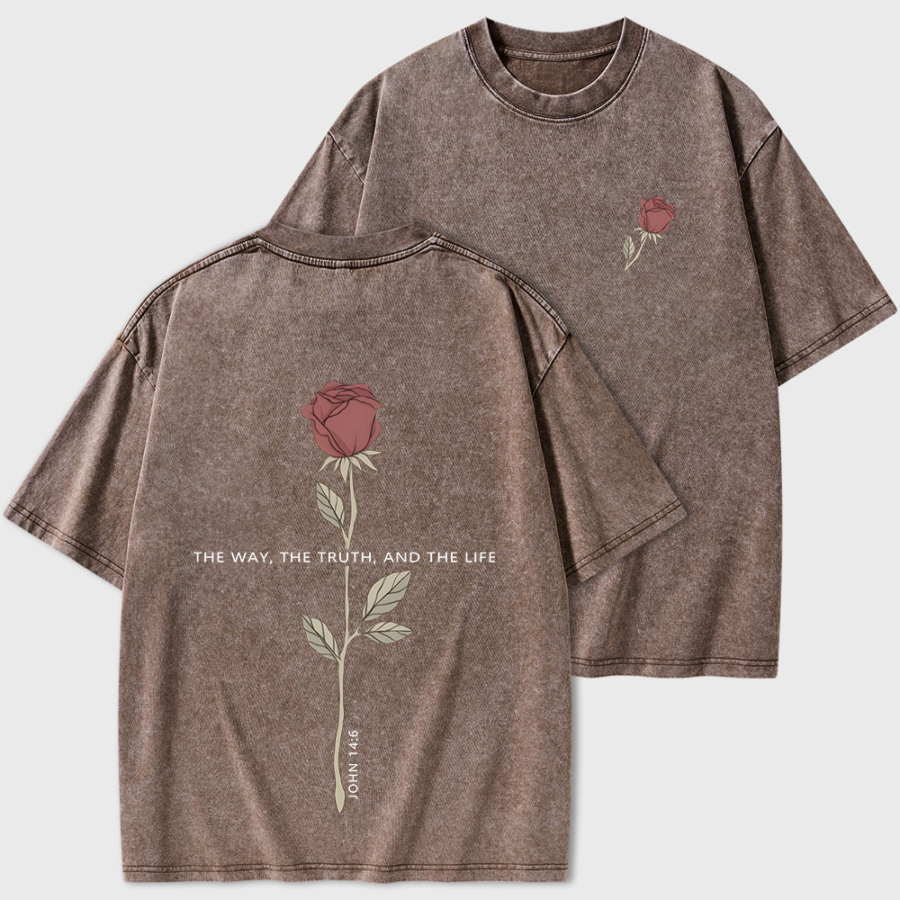 The Way The Truth The Life Christian Washed T-Shirt