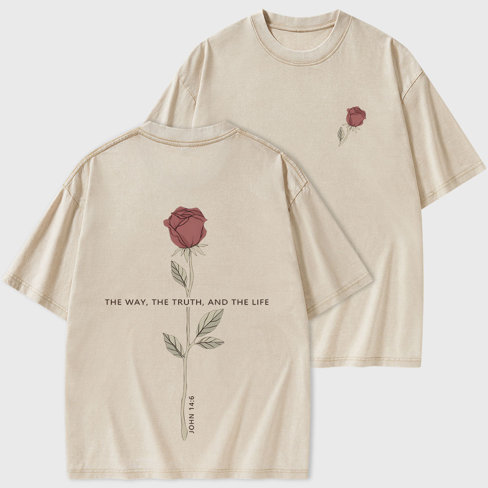 The Way The Truth The Life Christian Washed T-Shirt