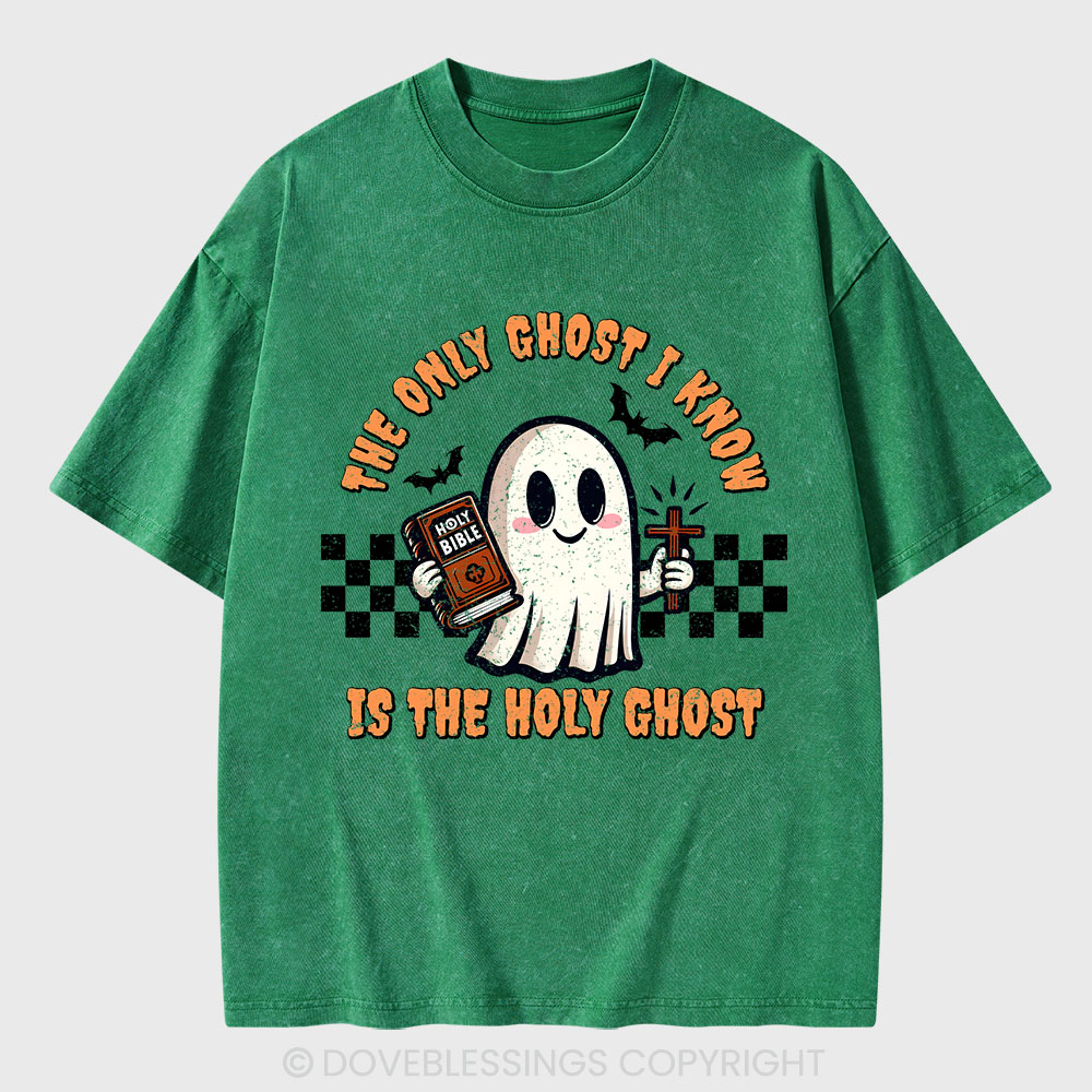 The Only Ghost I Know Is The Holy Ghost Christian Washed T-Shirt