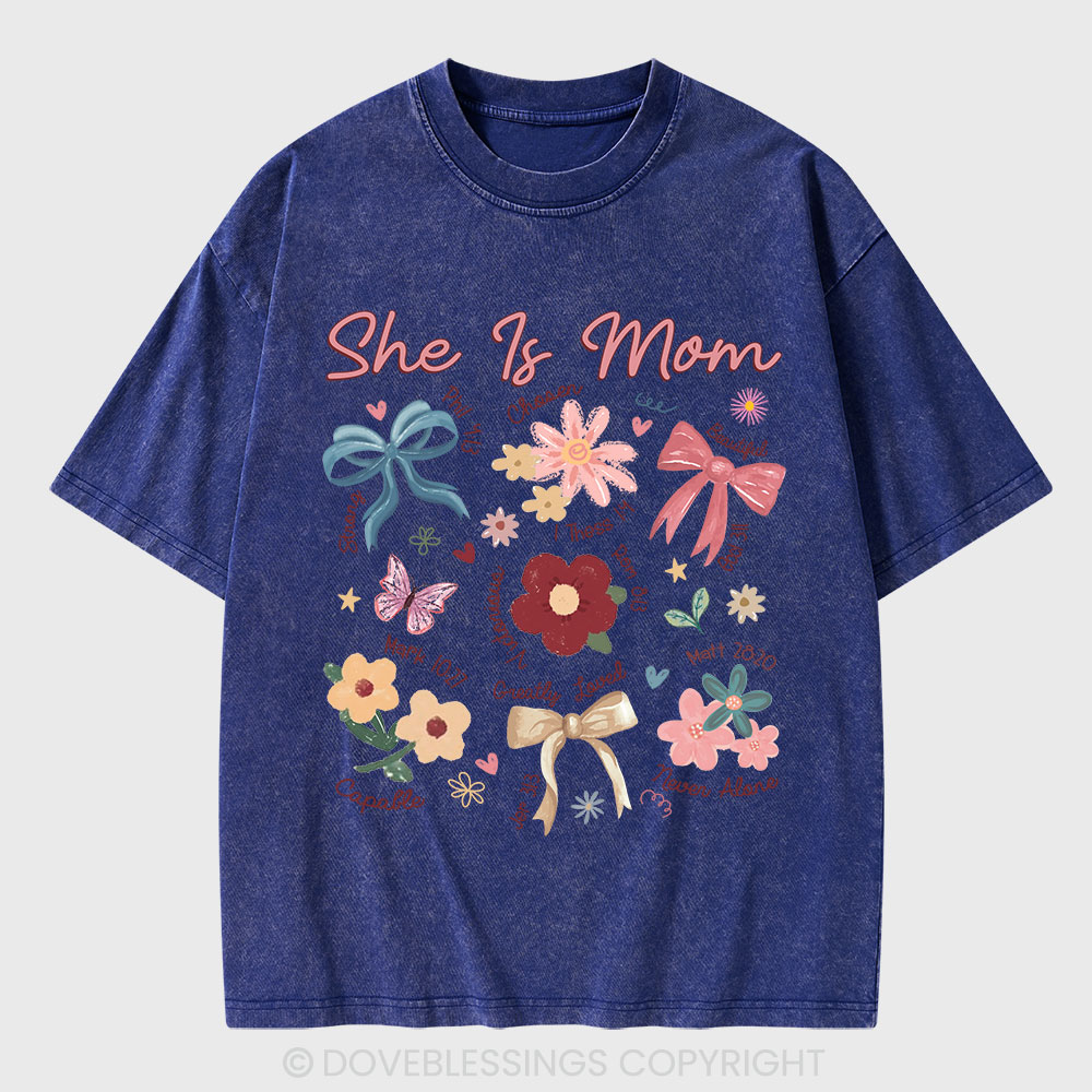 She Is Mom Christian Washed T-Shirt