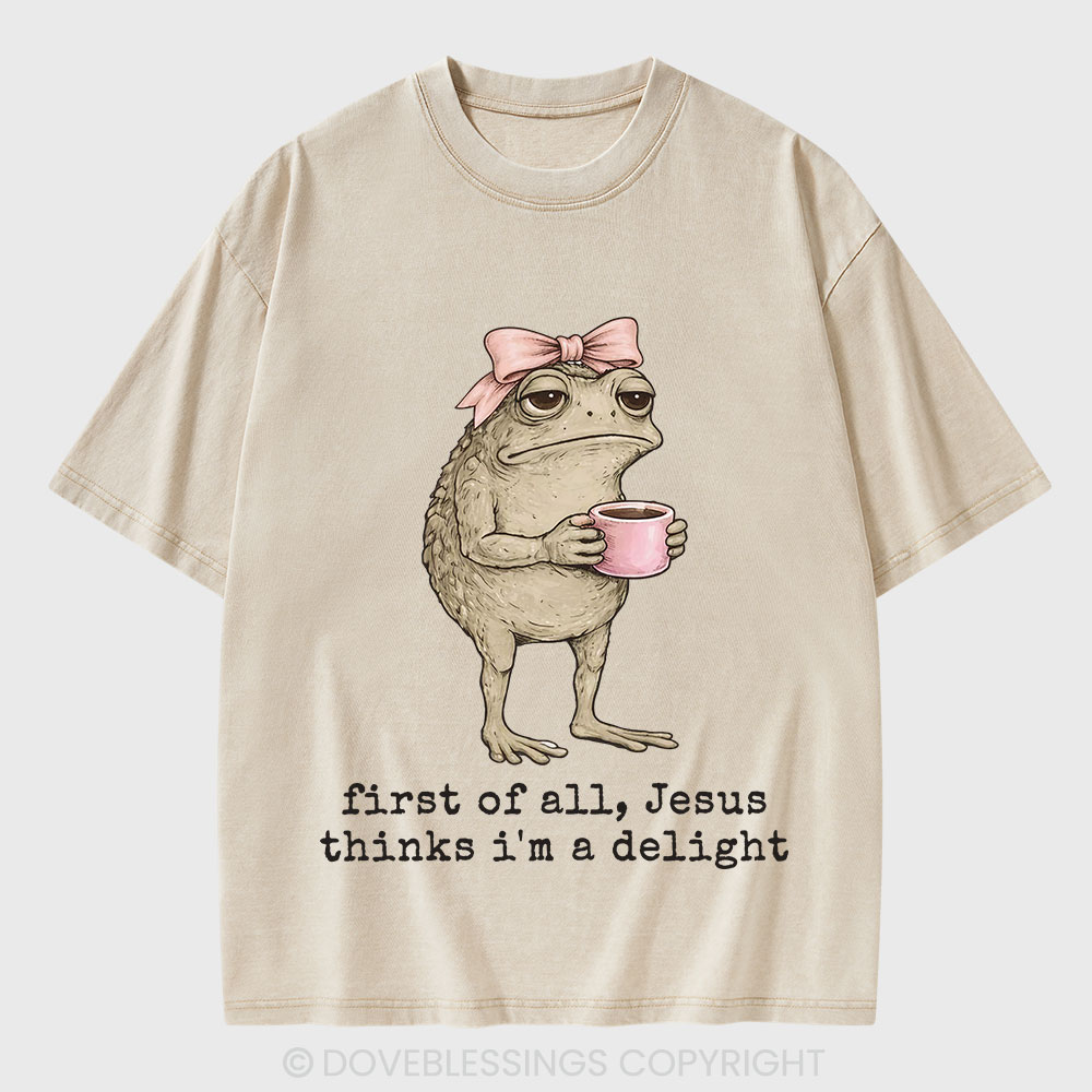 First Of All Jesus Thinks I'm A Delight Christian Washed T-Shirt