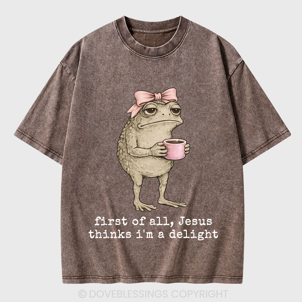 First Of All Jesus Thinks I'm A Delight Christian Washed T-Shirt