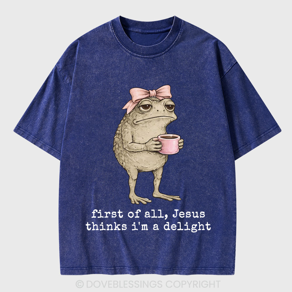 First Of All Jesus Thinks I'm A Delight Christian Washed T-Shirt
