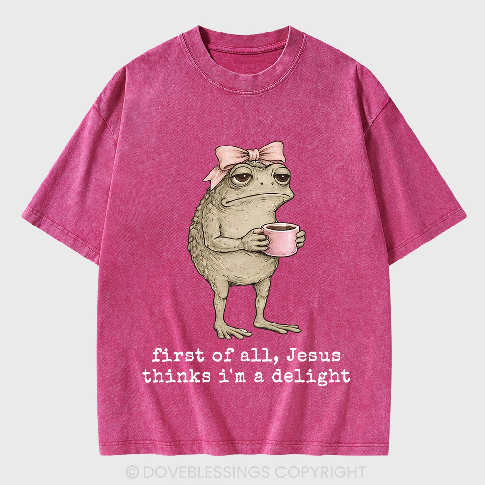 First Of All Jesus Thinks I'm A Delight Christian Washed T-Shirt