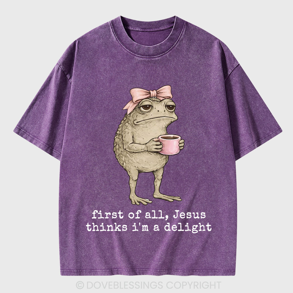 First Of All Jesus Thinks I'm A Delight Christian Washed T-Shirt