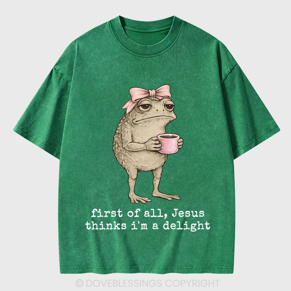 First Of All Jesus Thinks I'm A Delight Christian Washed T-Shirt