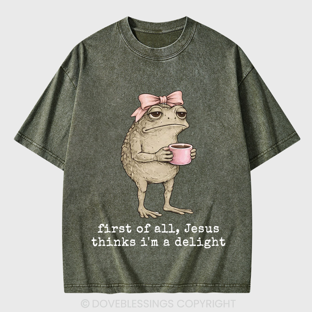First Of All Jesus Thinks I'm A Delight Christian Washed T-Shirt