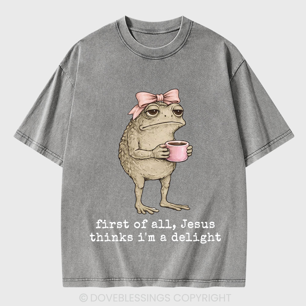 First Of All Jesus Thinks I'm A Delight Christian Washed T-Shirt