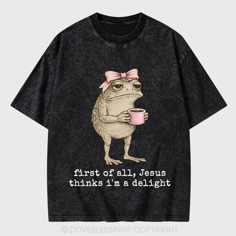 First Of All Jesus Thinks I'm A Delight Christian Washed T-Shirt
