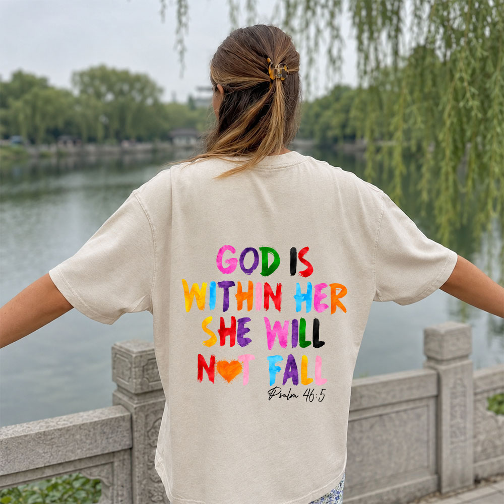 God Is Within Her She Will Not Fall Christian Washed T-Shirt