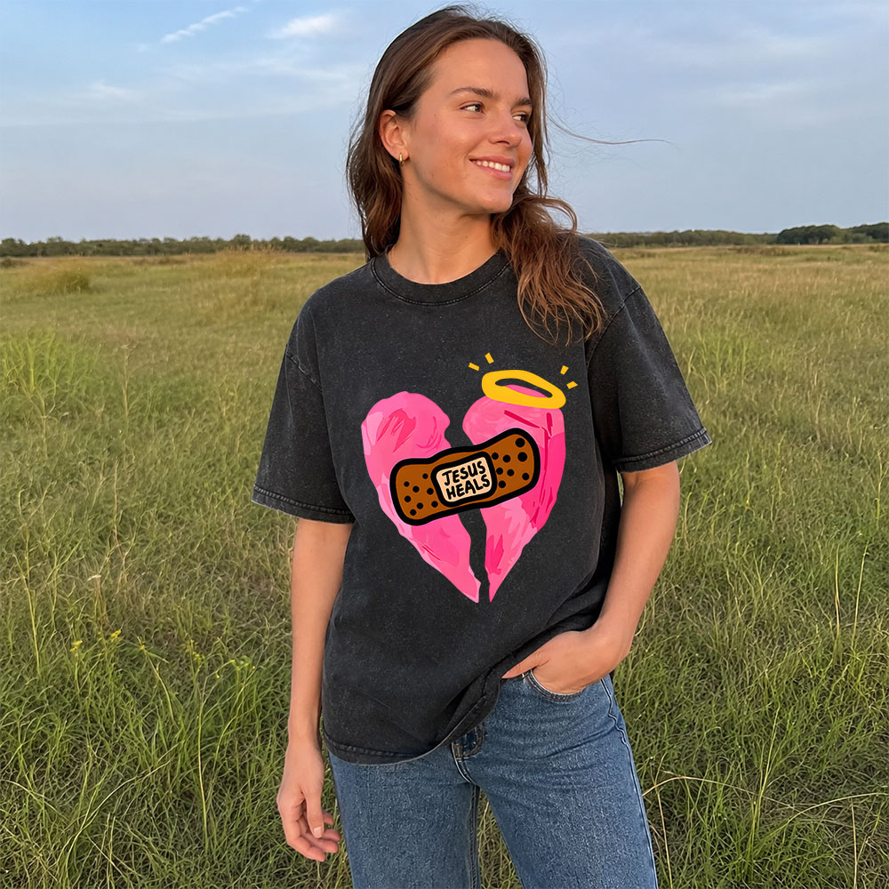 Jesus Heals Christian Washed T-Shirt