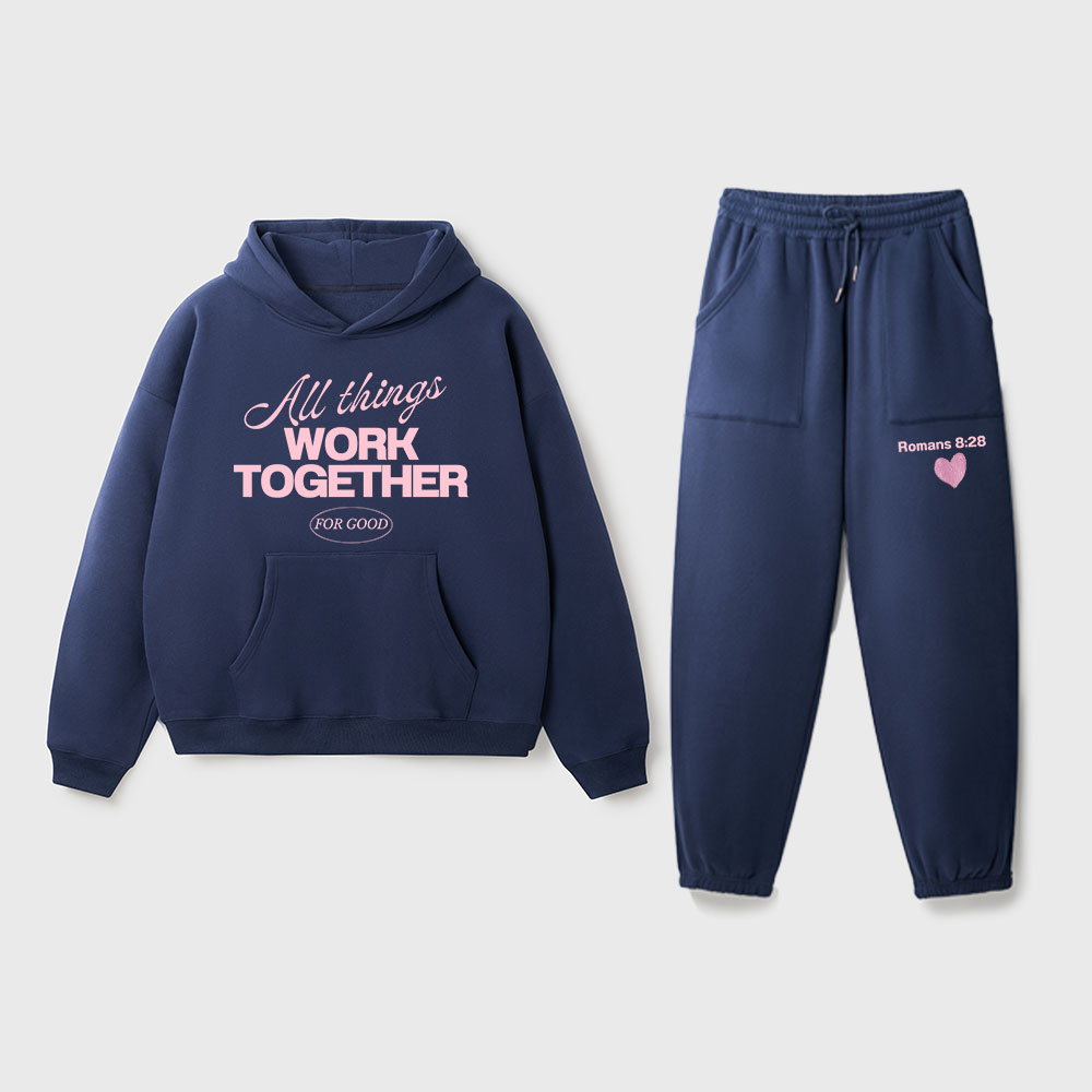 All Things Work Together For Good Christian Premium Fleece Hoodie Set