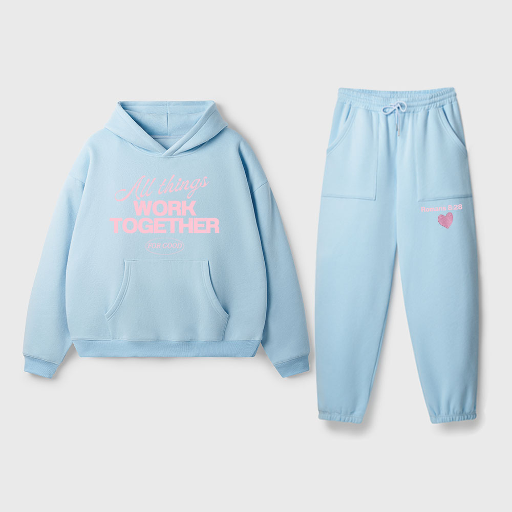All Things Work Together For Good Christian Premium Fleece Hoodie Set