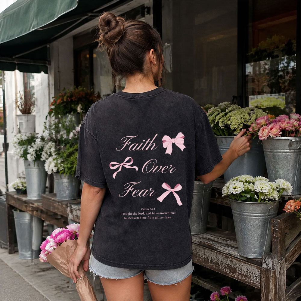 Faith Over Fear Christian Washed T-Shirt