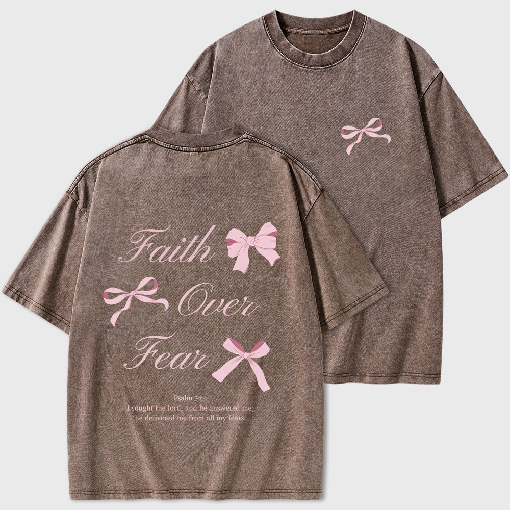 Faith Over Fear Christian Washed T-Shirt
