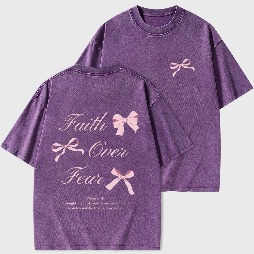 Faith Over Fear Christian Washed T-Shirt