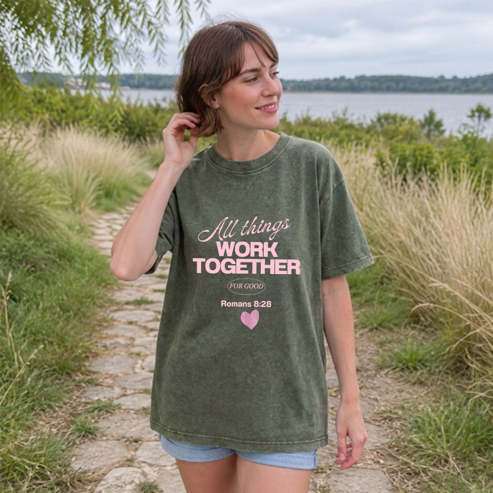 All Things Work Together For Good Christian Washed T-Shirt