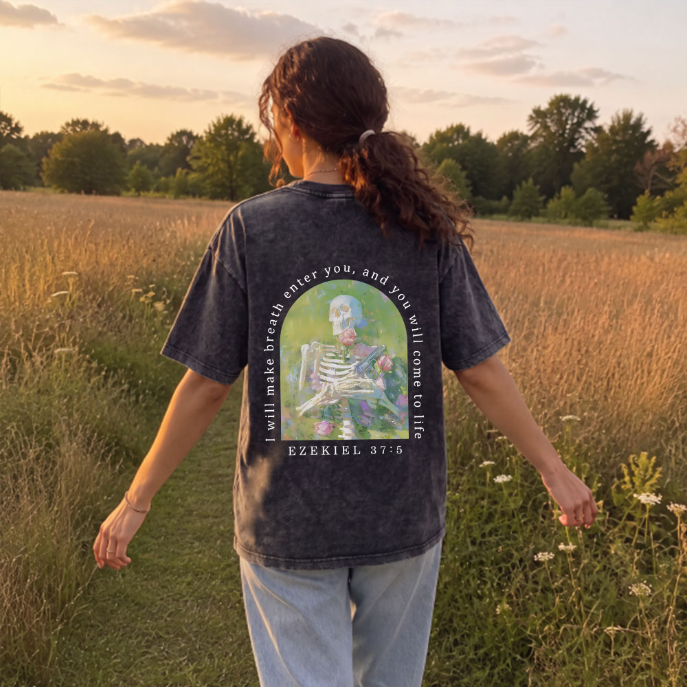 I Will Make Breath Enter You Christian Washed T-Shirt