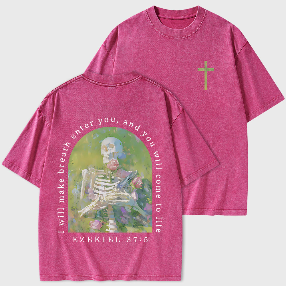I Will Make Breath Enter You Christian Washed T-Shirt