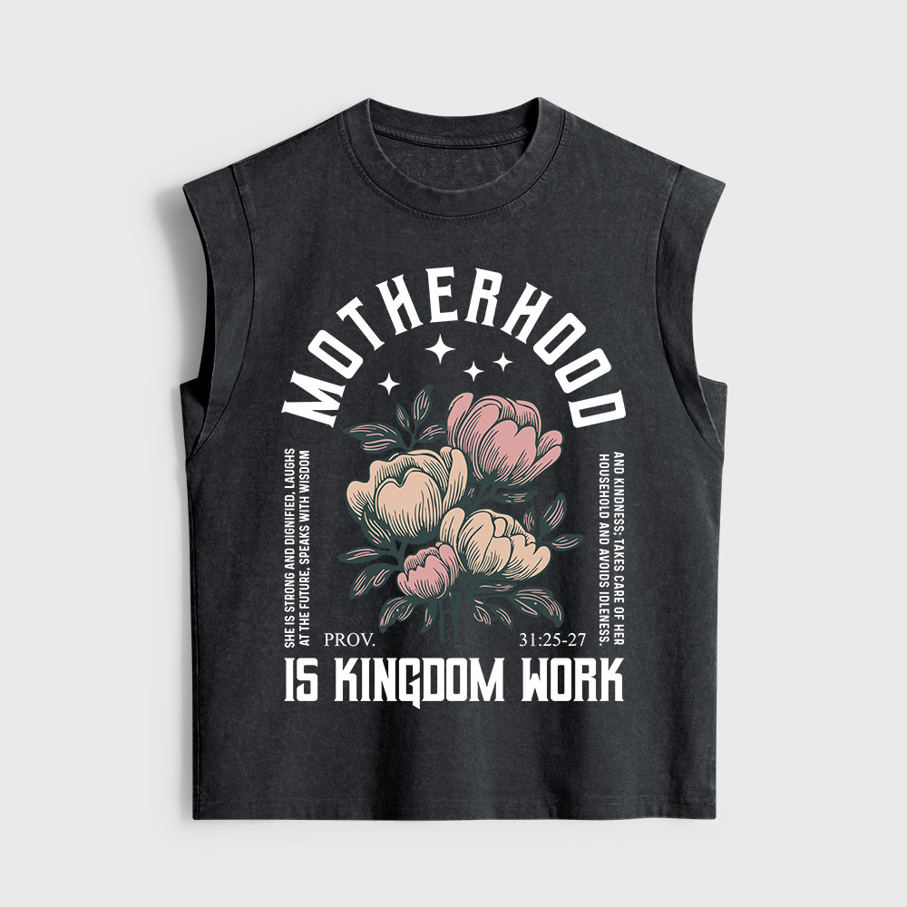 Motherhood Is Kingdom Work Christian Women's Washed Tank Top