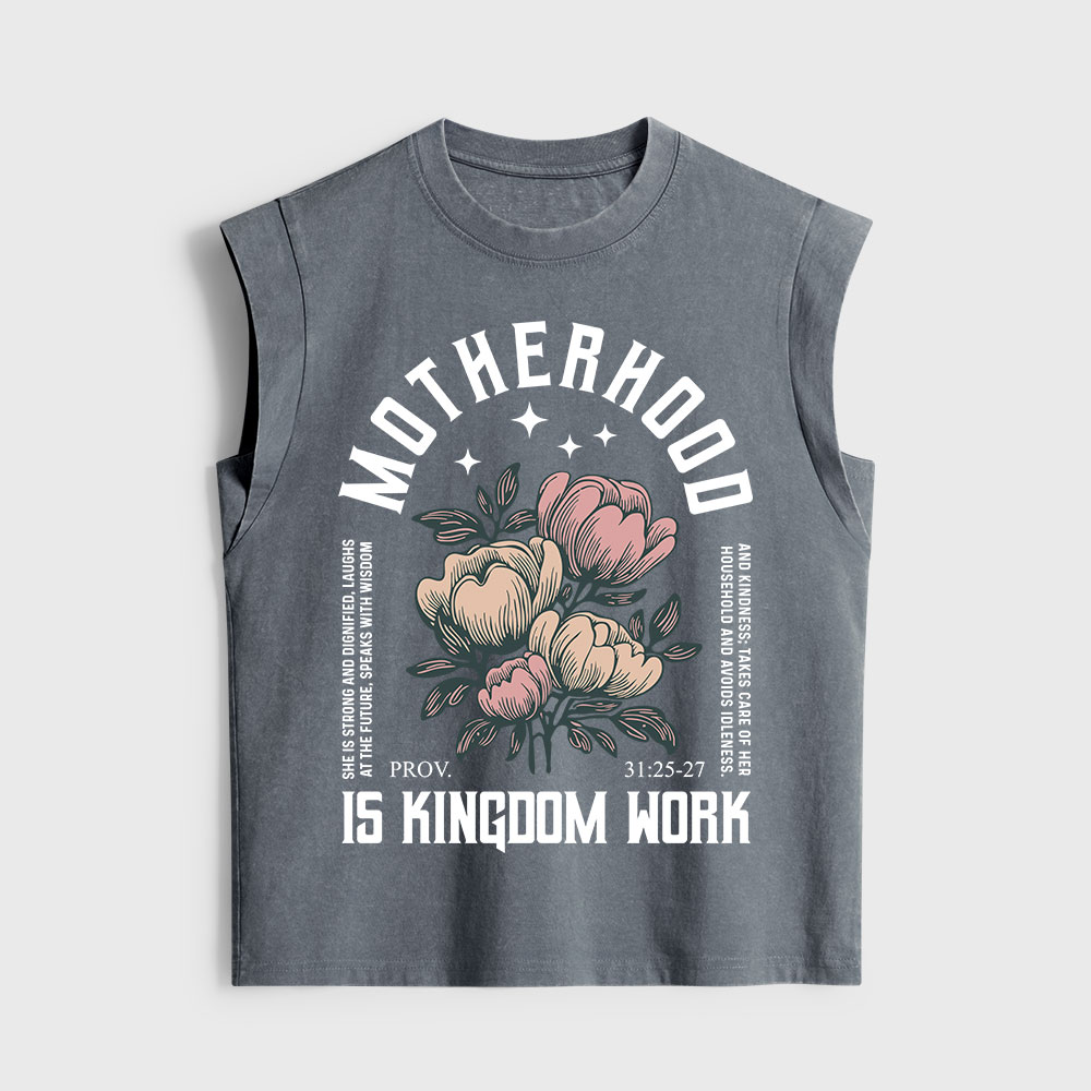 Motherhood Is Kingdom Work Christian Women's Washed Tank Top