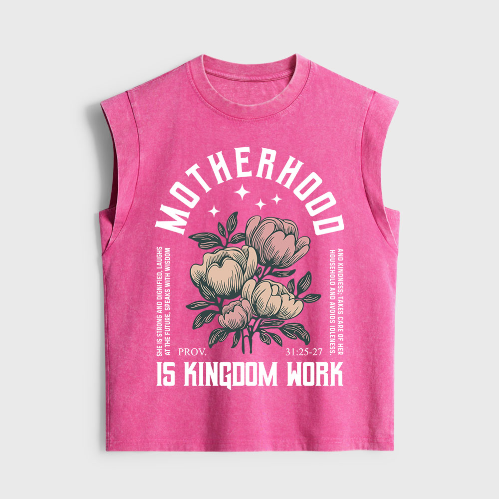 Motherhood Is Kingdom Work Christian Women's Washed Tank Top