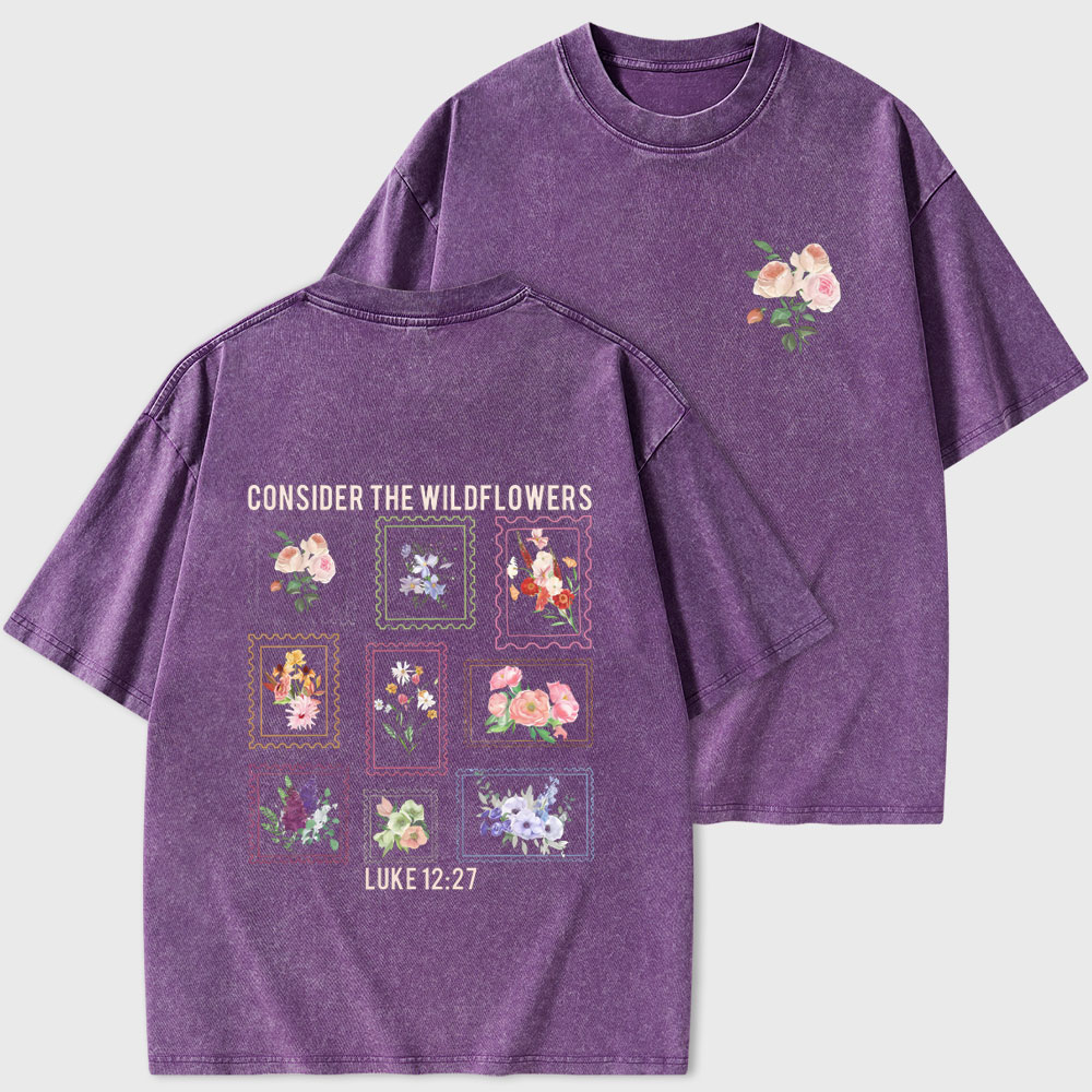 Consider The Wildflowers Christian Washed T-Shirt