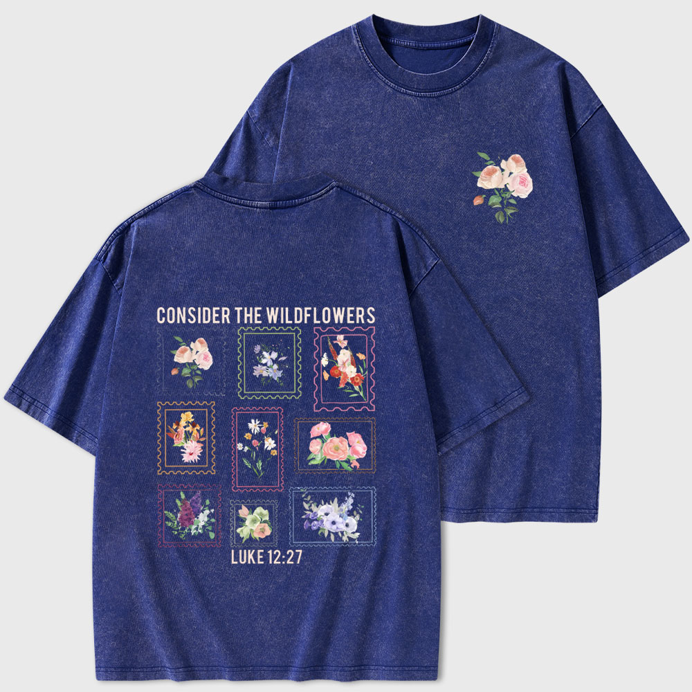 Consider The Wildflowers Christian Washed T-Shirt