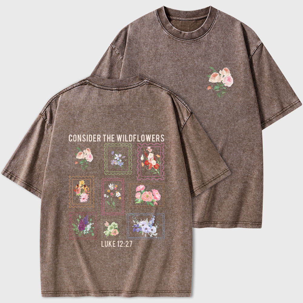 Consider The Wildflowers Christian Washed T-Shirt