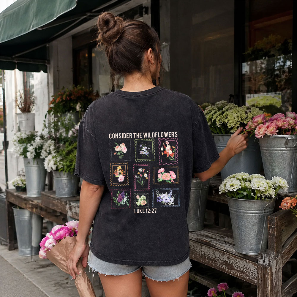 Consider The Wildflowers Christian Washed T-Shirt