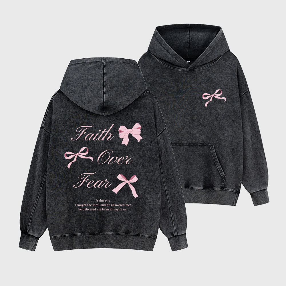 Faith Over Fear Christian Washed Hoodie