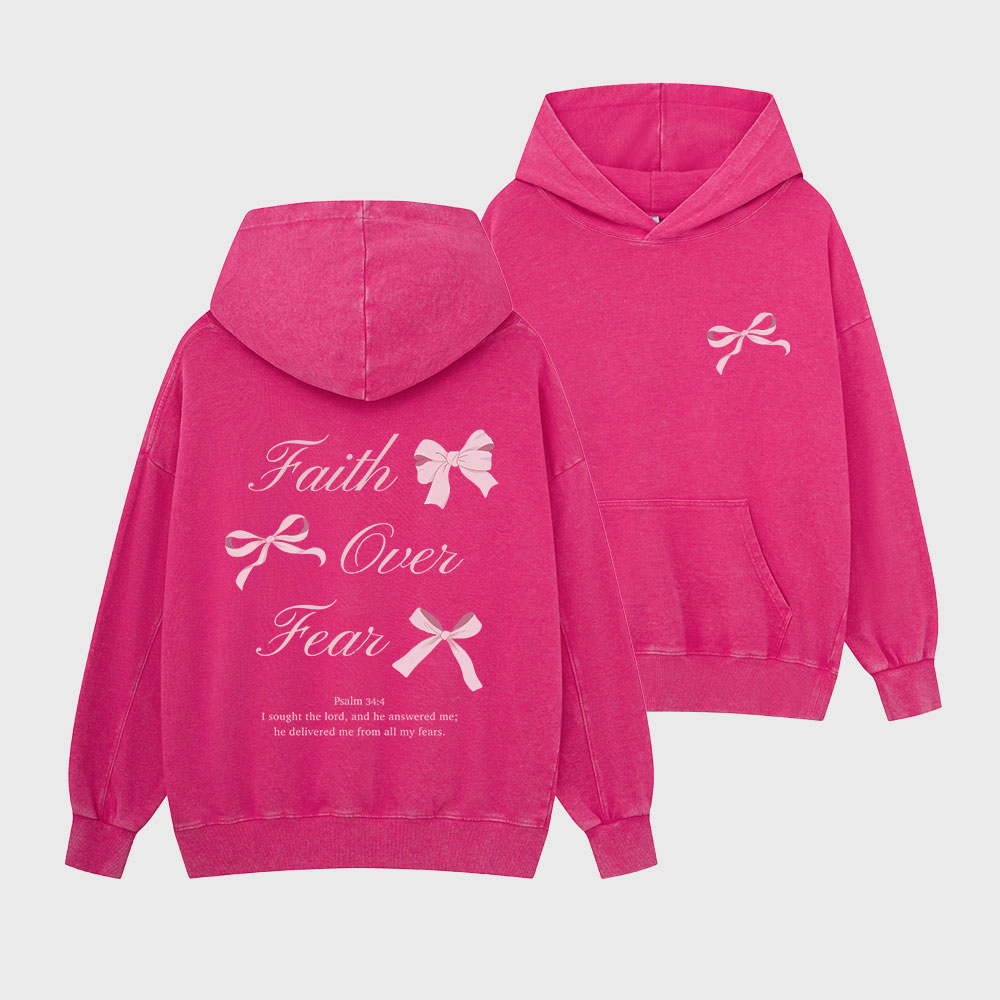 Faith Over Fear Christian Washed Hoodie