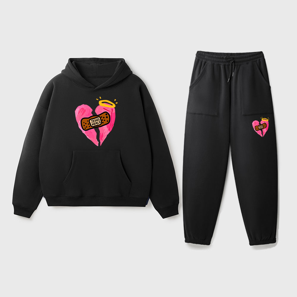 Jesus Heals Christian Premium Fleece Hoodie Set