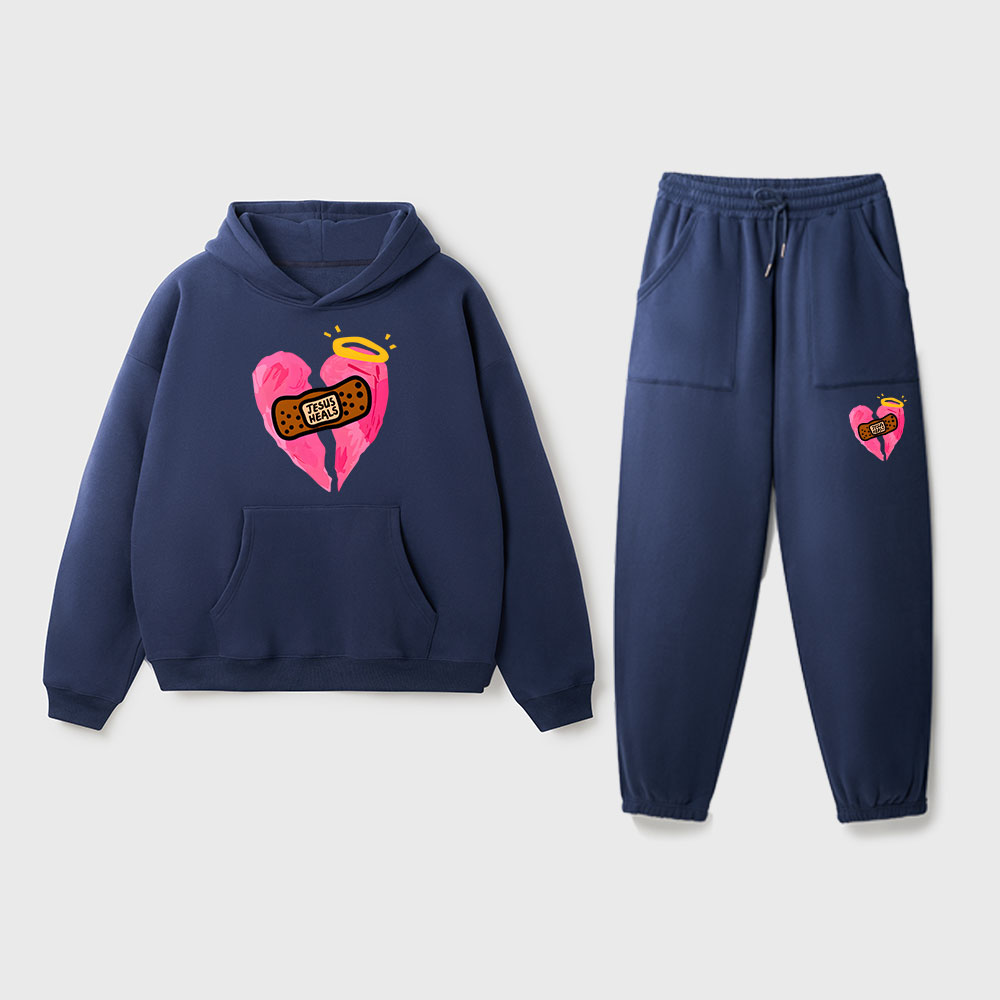 Jesus Heals Christian Premium Fleece Hoodie Set