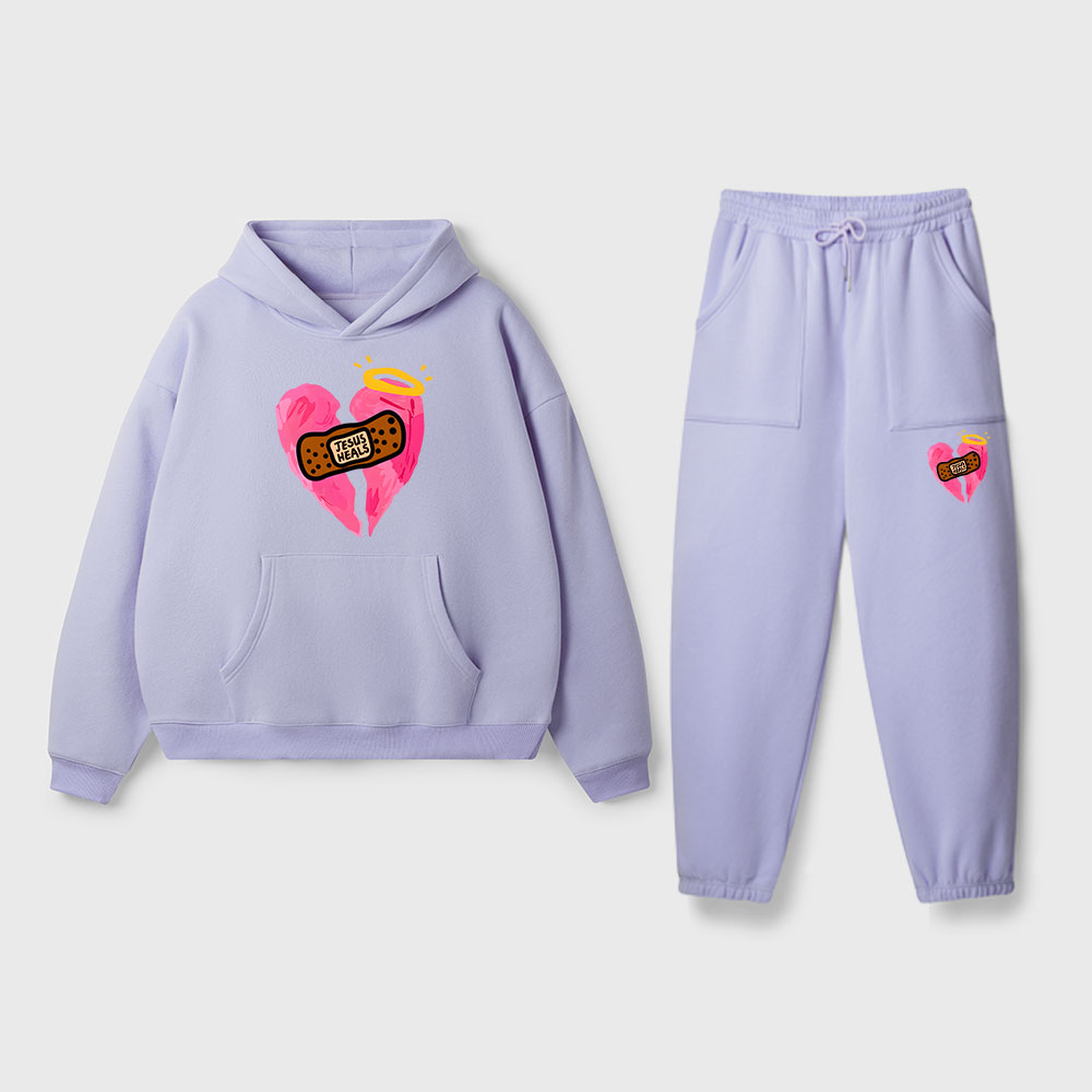 Jesus Heals Christian Premium Fleece Hoodie Set