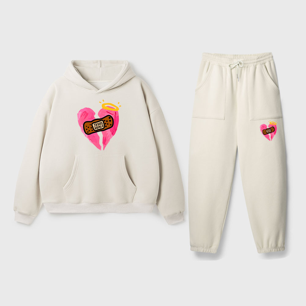 Jesus Heals Christian Premium Fleece Hoodie Set
