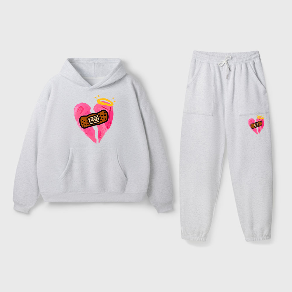 Jesus Heals Christian Premium Fleece Hoodie Set