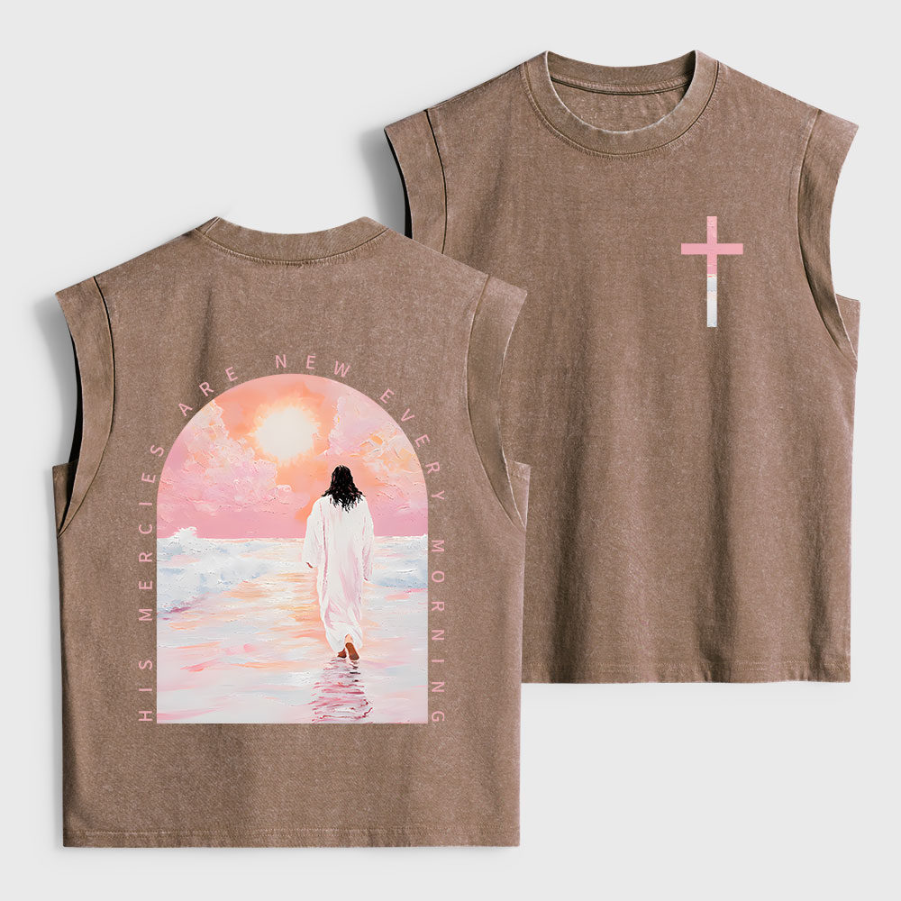 His Mercies Are New Every Morning Christian Women's Washed Tank Top