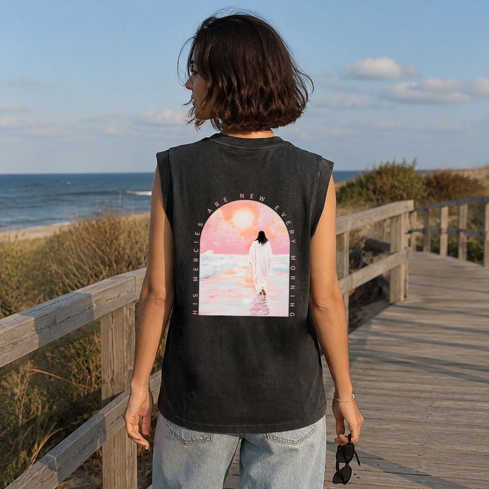 His Mercies Are New Every Morning Christian Women's Washed Tank Top