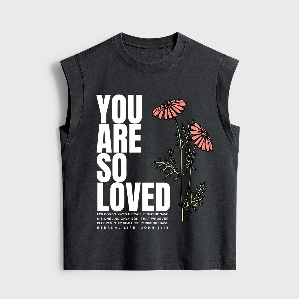 You Are So Loved Christian Women's Washed Tank Top