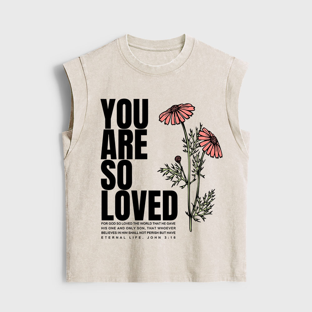 You Are So Loved Christian Women's Washed Tank Top