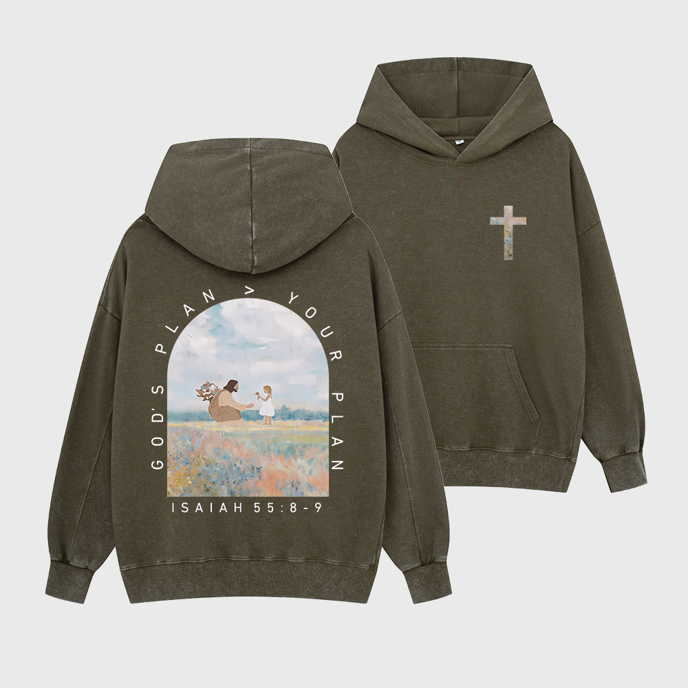 God's Plan Your Plan Christian Washed Hoodie