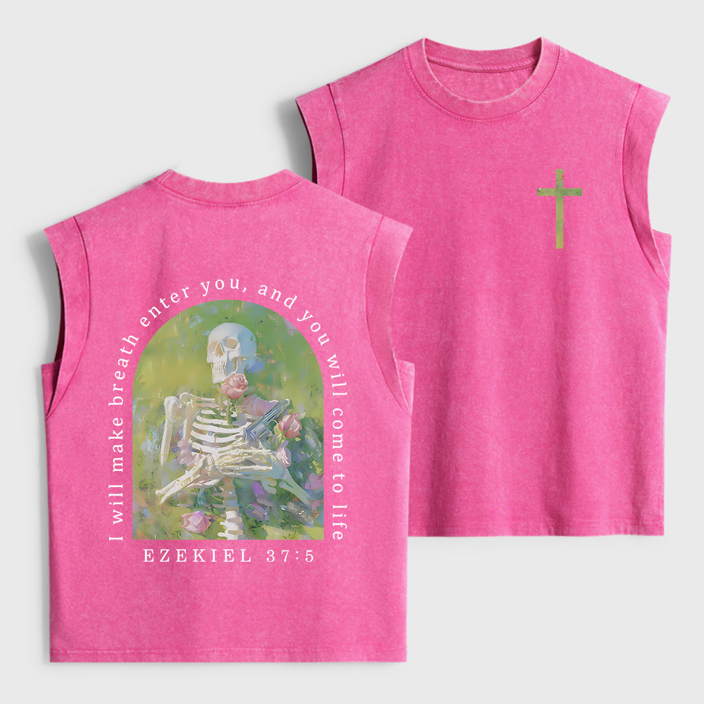 I Will Make Breath Enter You Christian Women's Washed Tank Top