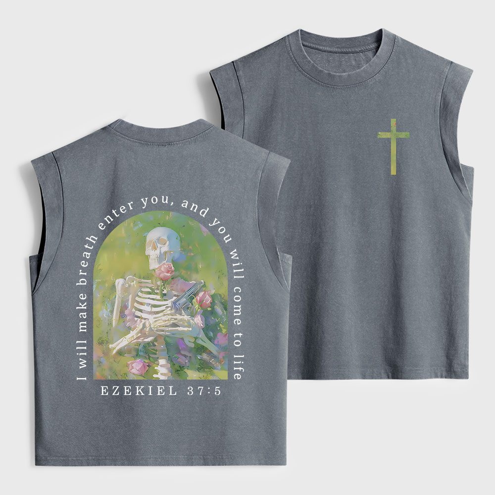 I Will Make Breath Enter You Christian Women's Washed Tank Top