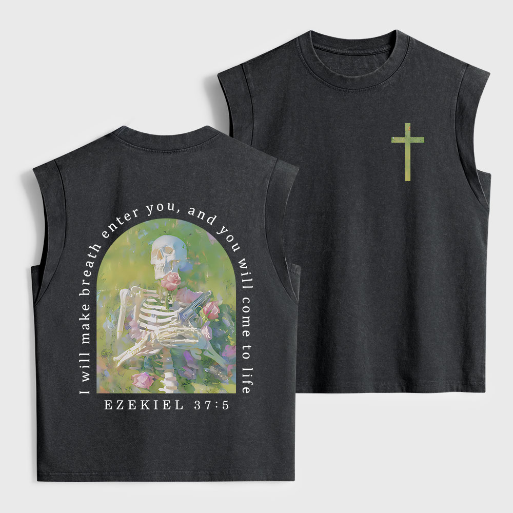I Will Make Breath Enter You Christian Women's Washed Tank Top