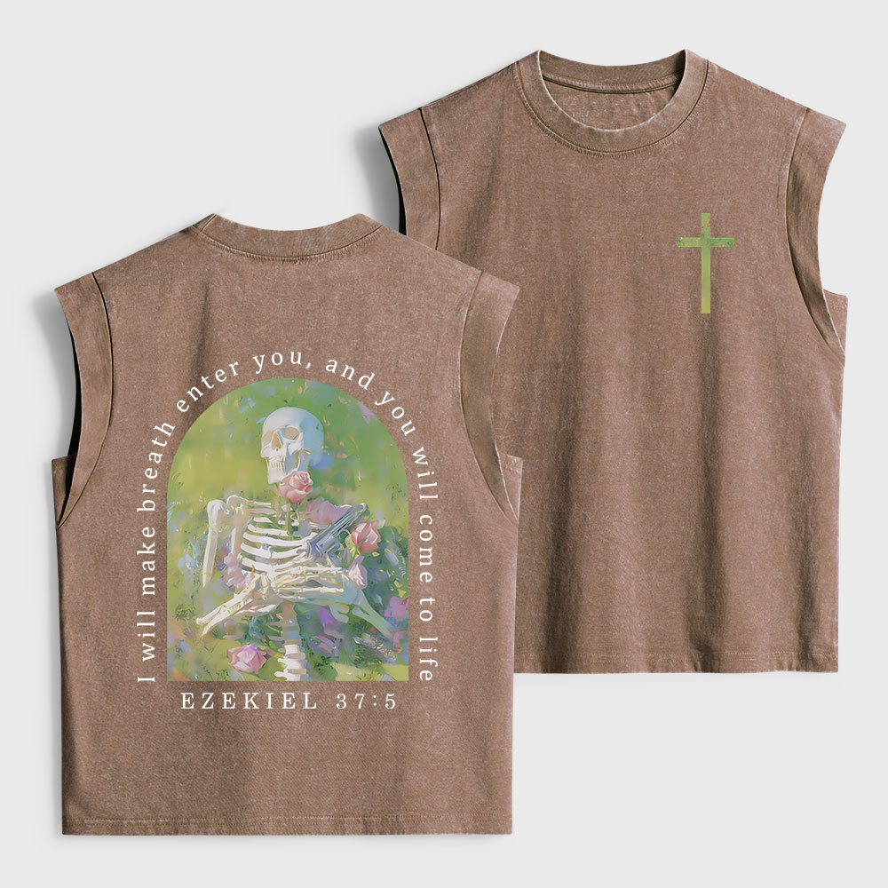 I Will Make Breath Enter You Christian Women's Washed Tank Top
