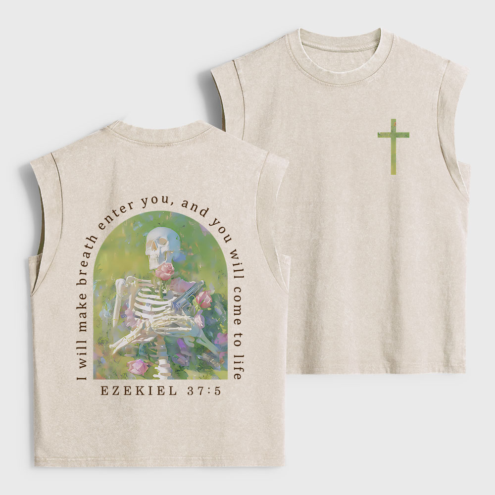 I Will Make Breath Enter You Christian Women's Washed Tank Top