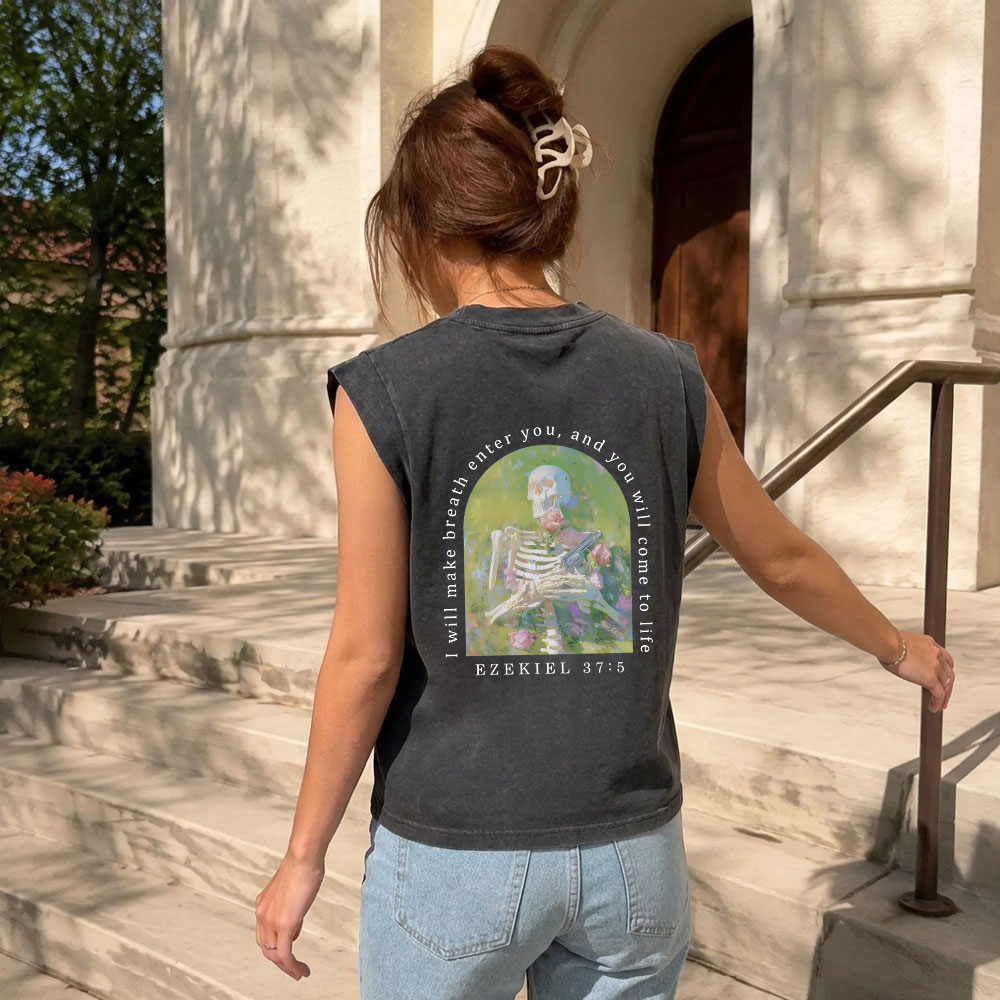 I Will Make Breath Enter You Christian Women's Washed Tank Top
