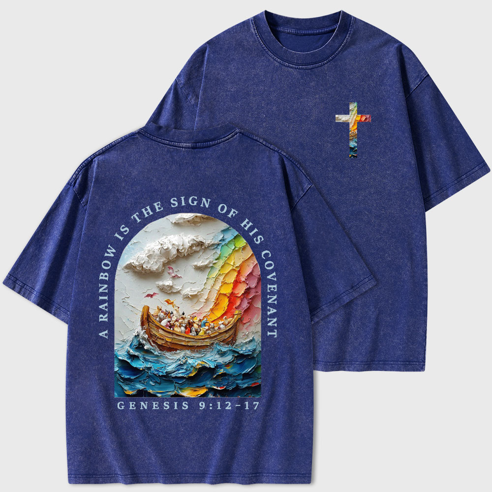 A Rainbow Is The Sign Of His Covenant Christian Washed T-Shirt