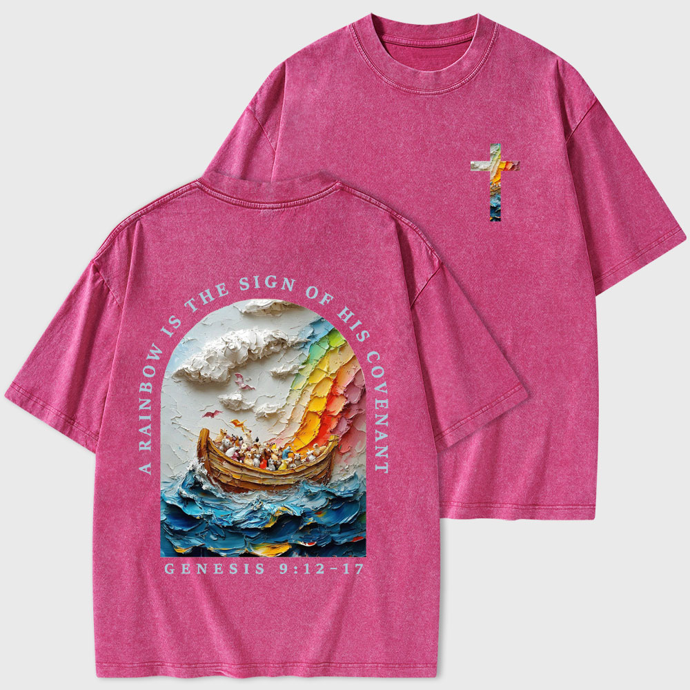 A Rainbow Is The Sign Of His Covenant Christian Washed T-Shirt